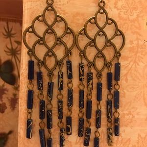 Beautiful blue lightweight chandelier earrings